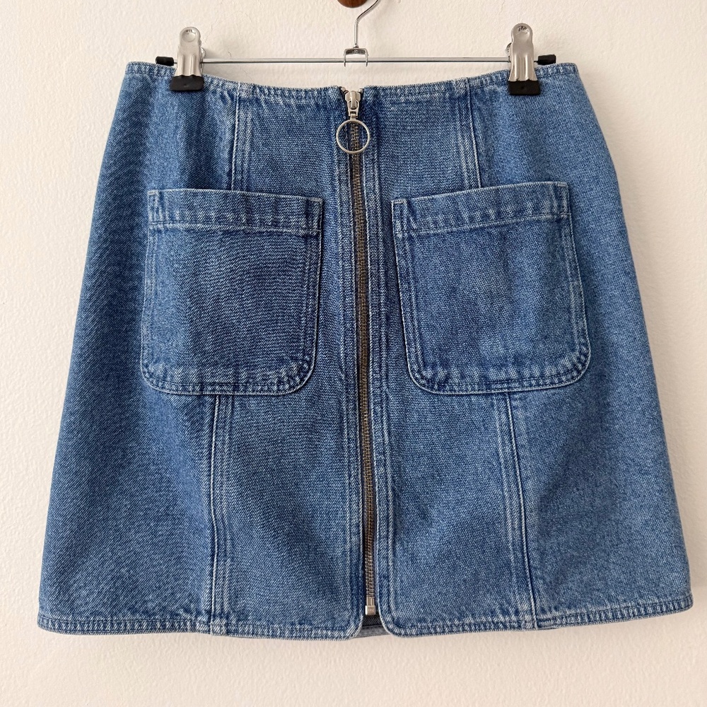 Sezane Fox Blue Denim Skirt